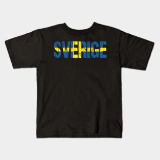 Sverige Sweden Flag Distressed Kids T-Shirt